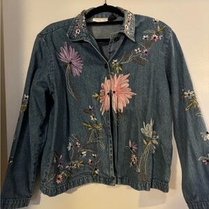 Vintage Charles Keath Floral Embroidered Jean Jacket